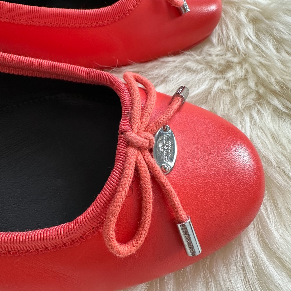 Authentic Coach Orange Genuine Leather Ballerina Shoes Size 8.5 - Picture 10 of 11